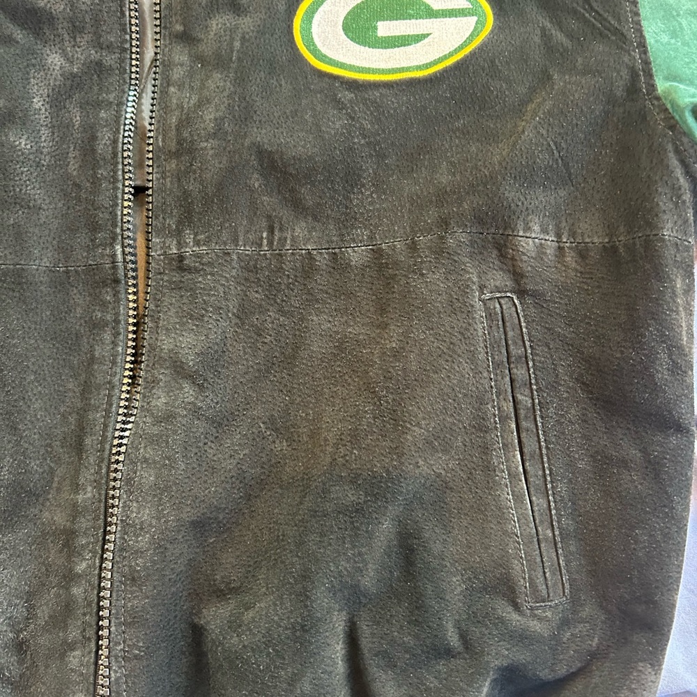 Official NFL / Green Bay Packers / Game Day 100% Leather Varsity Jacket LIKE NEW - Picture 7 of 13